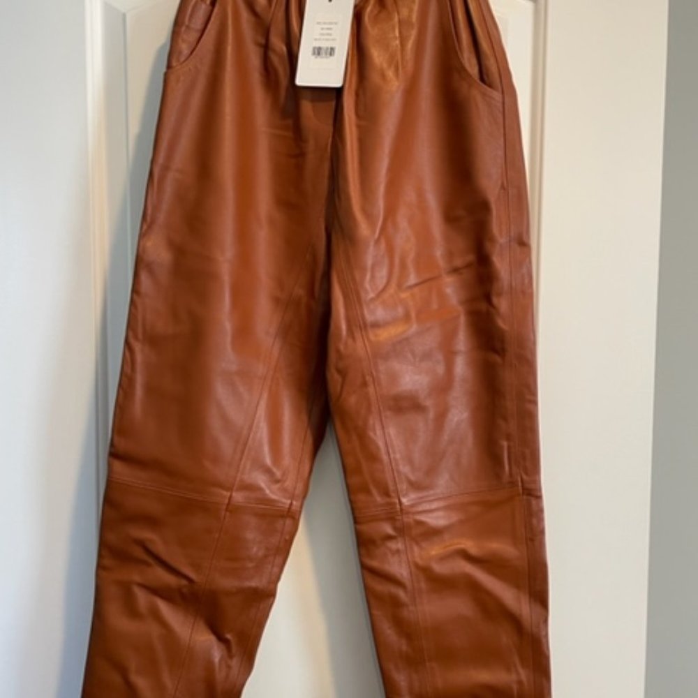 Saint and Sofia Leather Pants in Whiskey brown